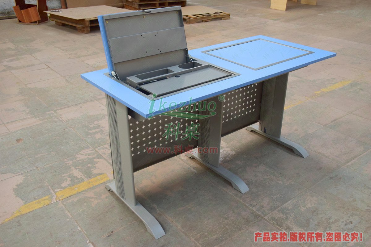 科桌家具,翻转电脑桌,双人金属脚架手动箱体翻转电脑桌 科桌家具,翻转电脑桌,双人金属脚架手动箱体翻转电脑桌