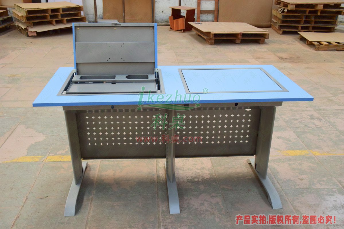 科桌家具,翻转电脑桌,双人金属脚架手动箱体翻转电脑桌 科桌家具,翻转电脑桌,双人金属脚架手动箱体翻转电脑桌