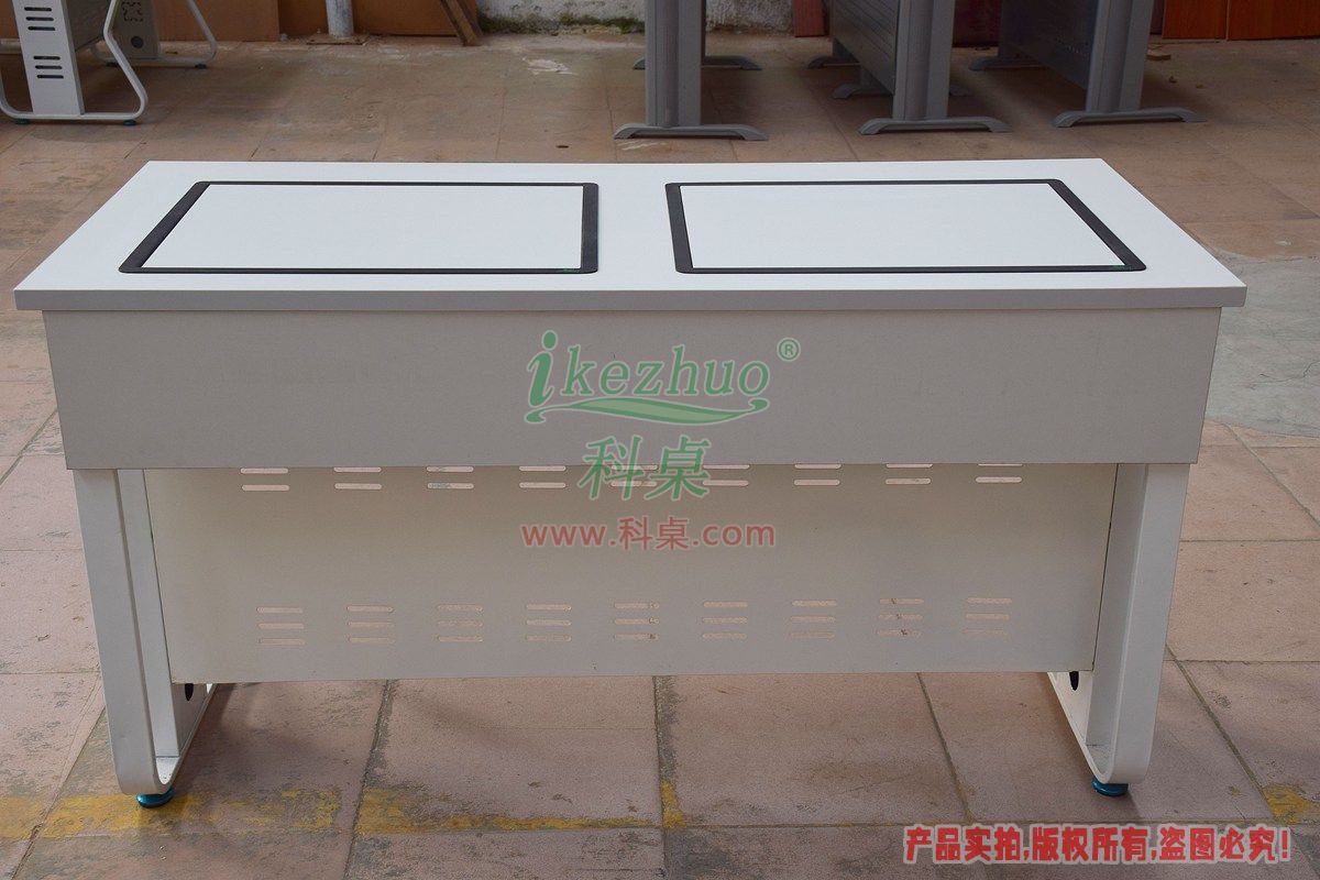 科桌家具,翻转电脑桌,双人电脑桌,双人位金属脚架带边框翻转电脑桌K16-C